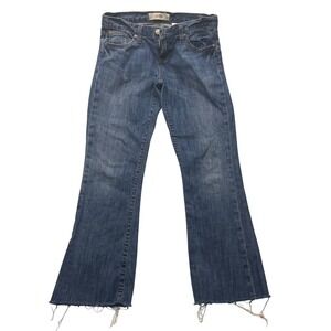 Gap Original Flare Jeans Blue Medium Wash Low Rise Raw Hem Size‎ 4/27 Stretch